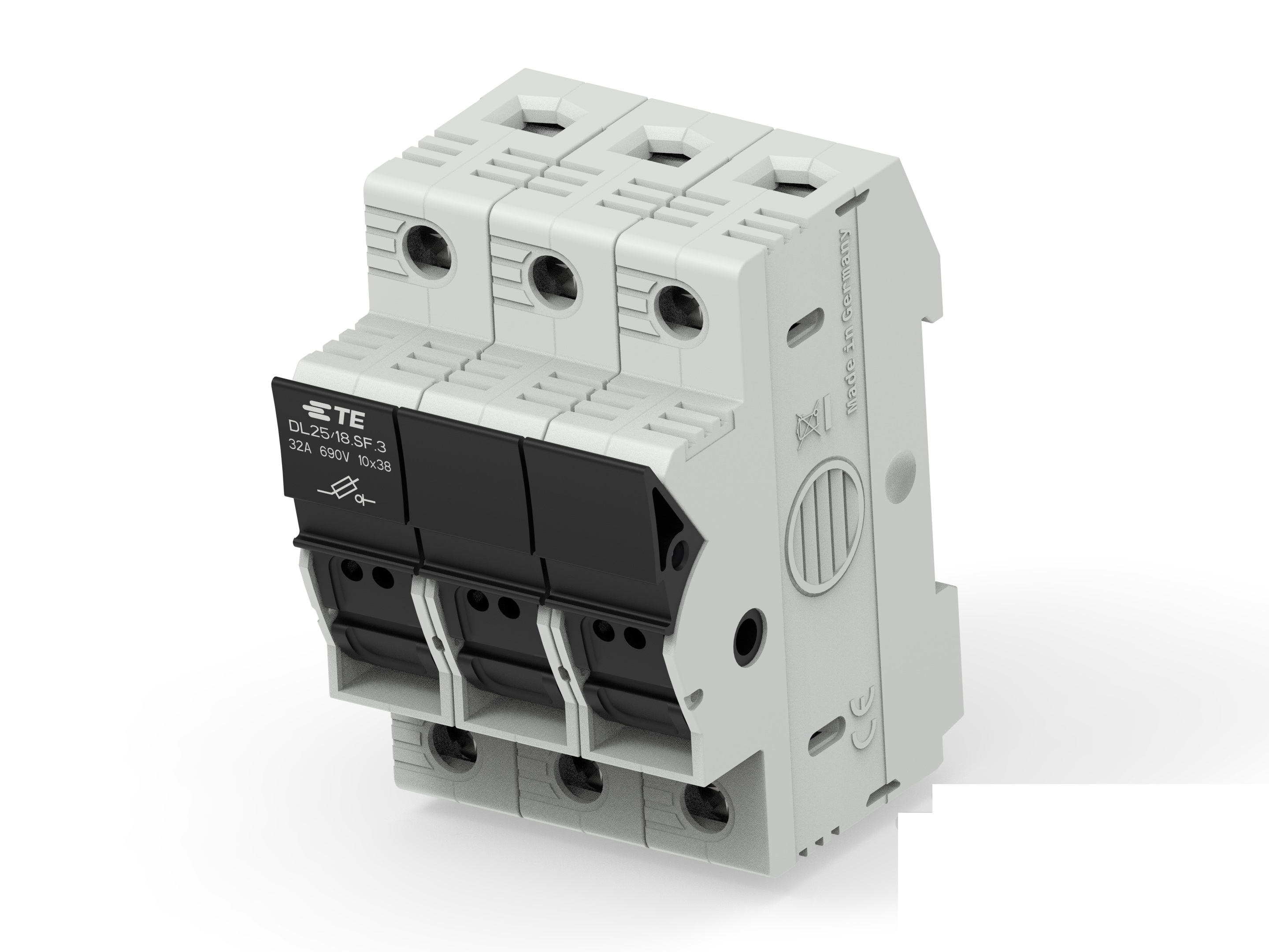 TE Connectivity 30A Fuse Holder for 10 x 38mm Fuse, 3P, 600V