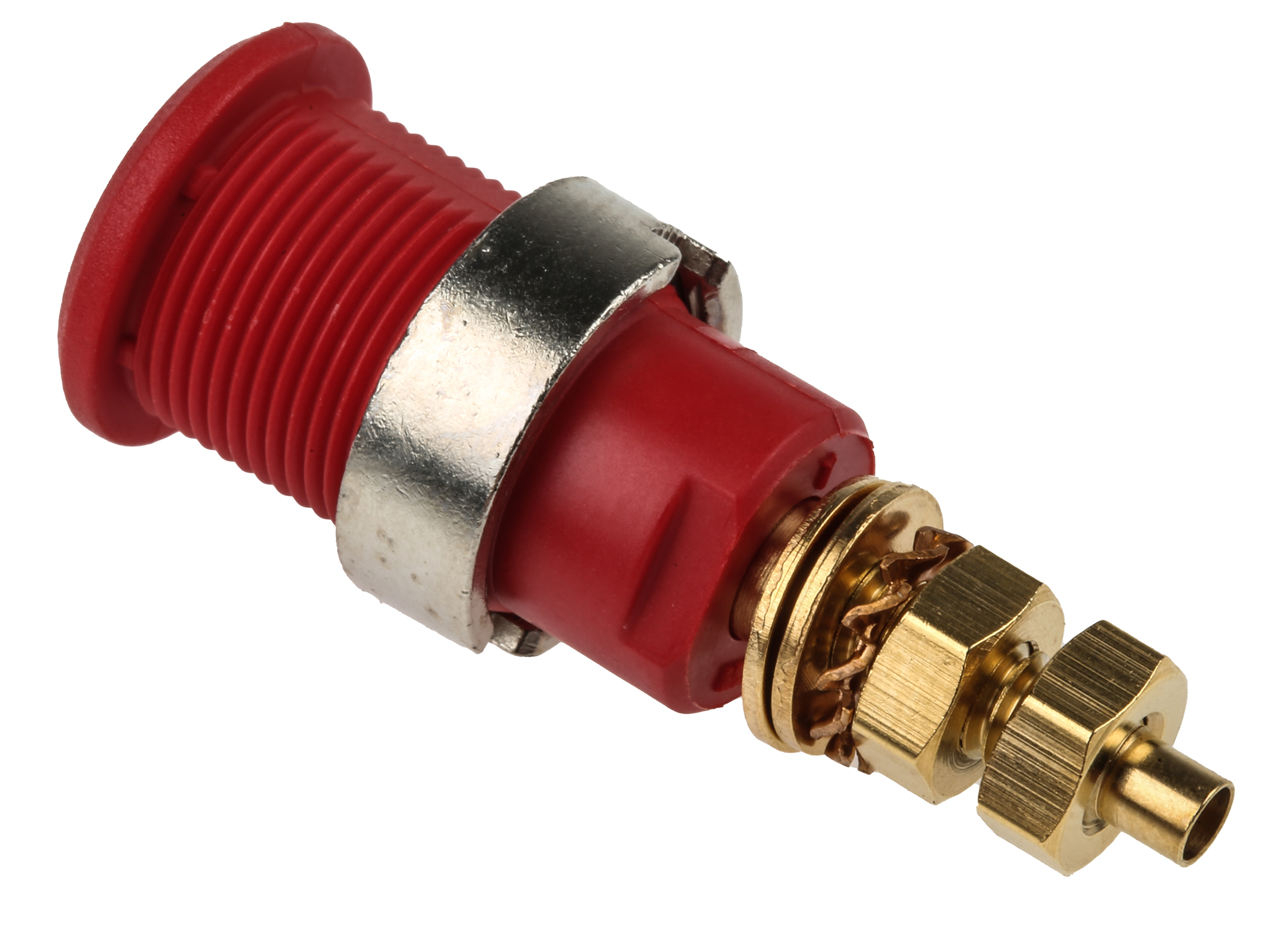 Staubli Red Female Banana Socket, 4 mm Connector, Solder Termination, 32A, 1000V, Gold Plating