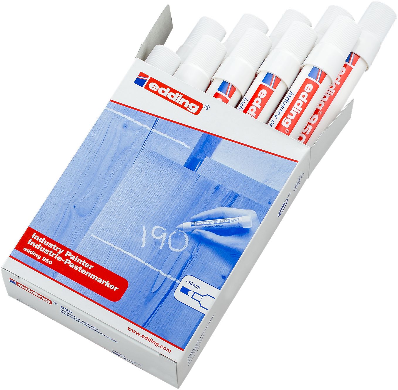 Edding White 10mm Broad Tip Paint Marker Pen for use with Glass, Metal, Plastic, Wood