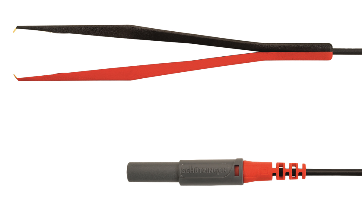 Schutzinger Black, Red Kelvin Clip, 1A, 17mm Jaw Opening, Gold Plating, 33 V ac, 70 V dc