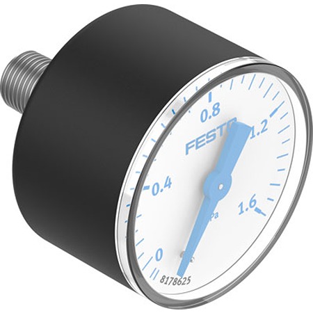 Festo R 1/8 Analogue Pressure Gauge 0bar Inline 39mm Outside Diameter