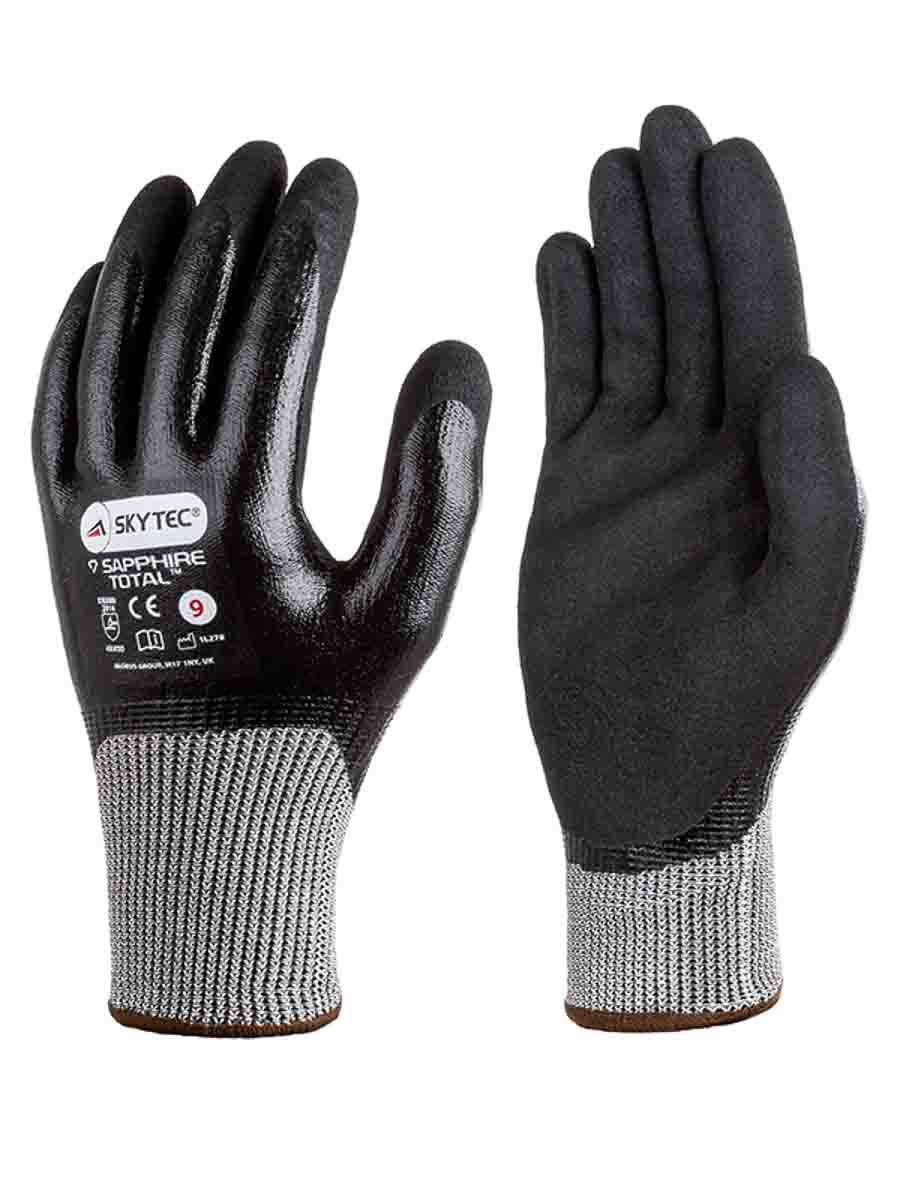 Skytec Black, Grey Nitrile Foam Work Gloves, Size 10