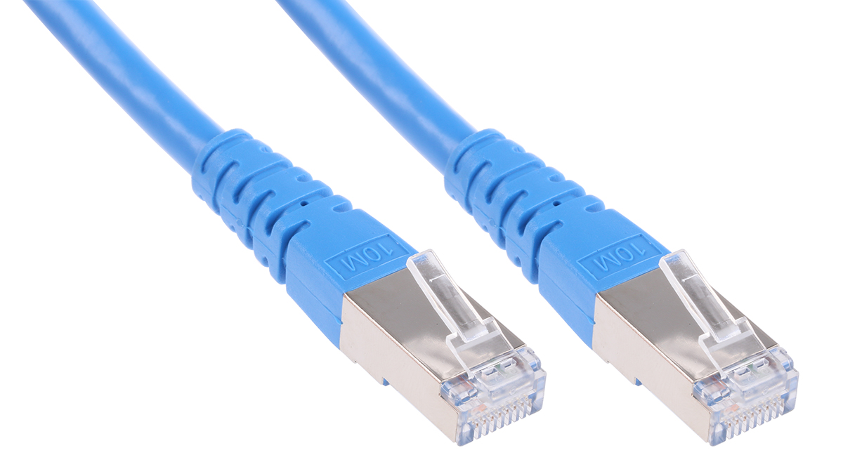 Roline, 10m Cat6, Blue RJ45 to Male RJ45 Male, S/FTP Shielded, Terminated PVC Sheath