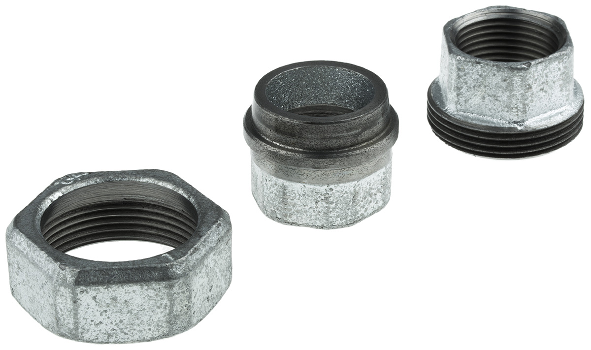 Georg Fischer Galvanised Malleable Iron Fitting Taper Seat Union, Female BSPP 1-1/4in to Female BSPP 1-1/4in
