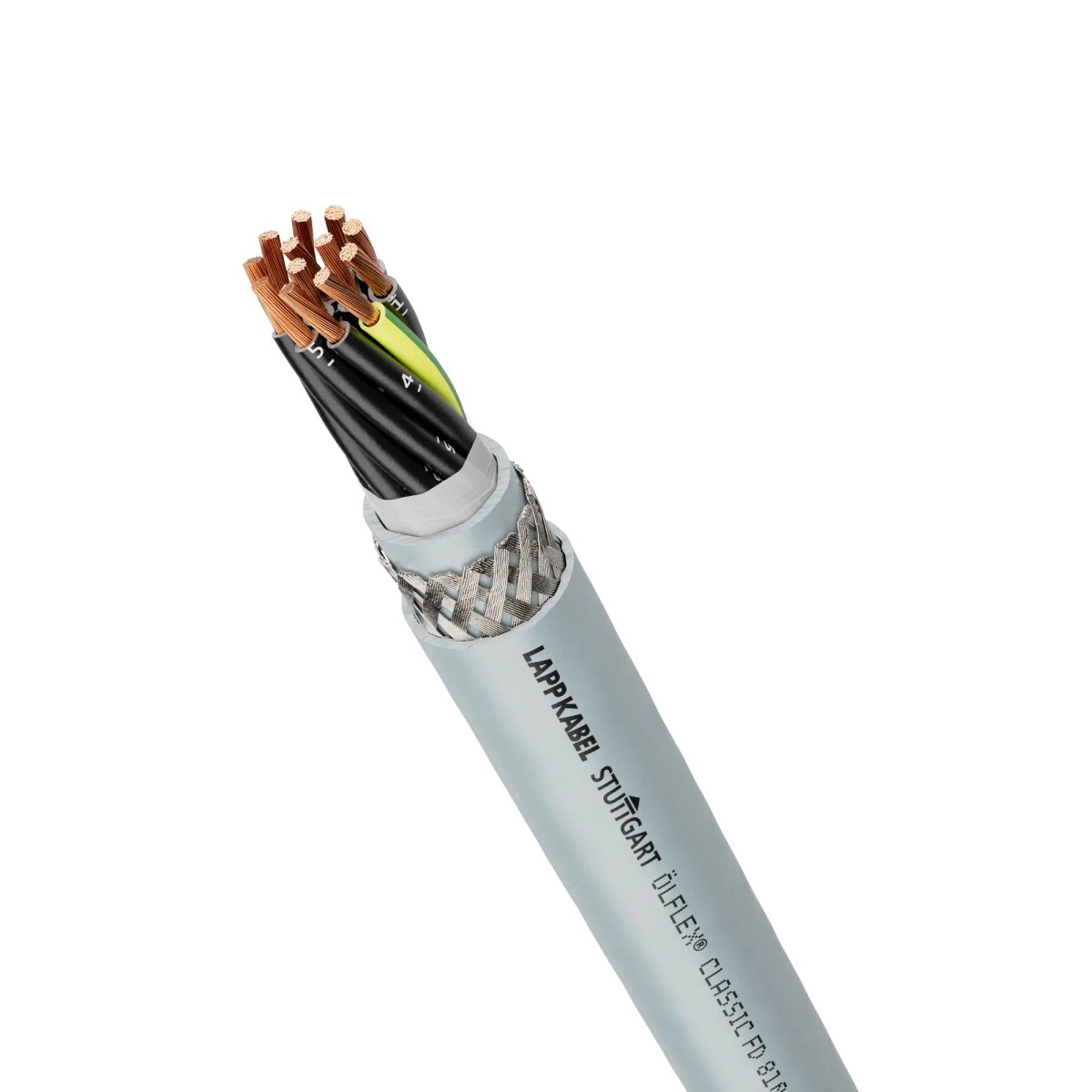 Lapp OLFLEX CLASSIC Control Cable, 4 Cores, 2.5 mm² 14 AWG, Screened, Grey, Silver Grey Polyvinyl Chloride Sheath