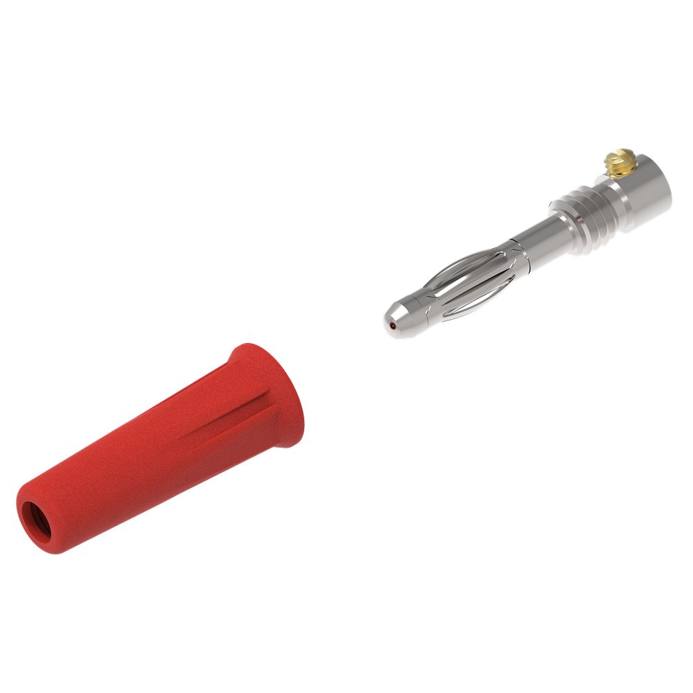 Electro PJP Red Male Banana Plug, 4 mm Connector, Screw Termination, 36A, 30/60V ac/dc, Nickel Plating