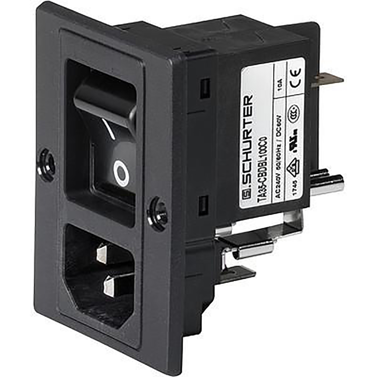 Schurter C14, C18 Panel Mount IEC Connector Male, 10A, 250 V