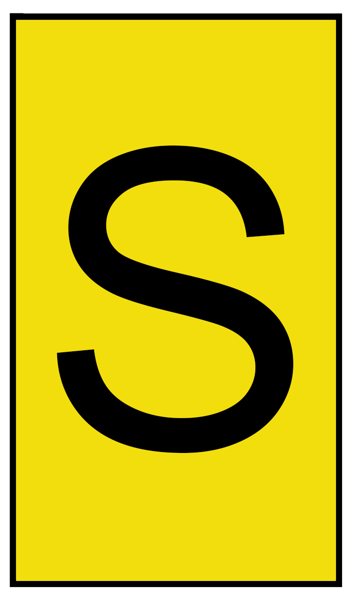 HellermannTyton Ovalgrip Slide On Cable Markers, Black on Yellow, Pre-printed "S", 1.7 → 3.7mm Cable, 901-10672