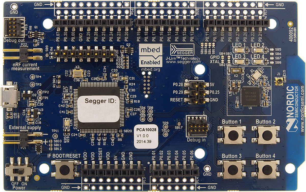 Nordic Semiconductor Bluetooth Smart (BLE) Development Kit for nRF51422, nRF51822 2.4GHz NRF51-DK