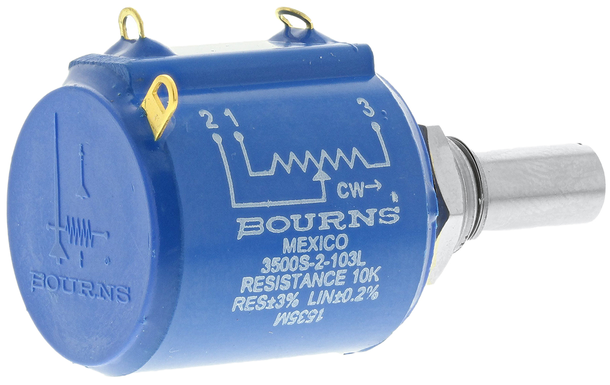 Bourns 3500 10kΩ Rotary Potentiometer 10-Turns 2-Gang Panel Mount, 3500S-2-103L