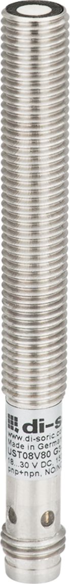 Di-Soric Ultrasonic Threaded Barrel Ultrasonic Sensor, M8, 20 → 100 mm Detection, Push Pull NO/NC, 18 →