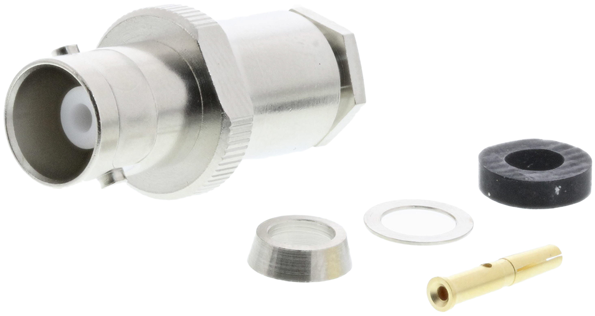 Telegartner, Jack Cable Mount BNC Connector, 50Ω, Clamp Termination, Straight Body