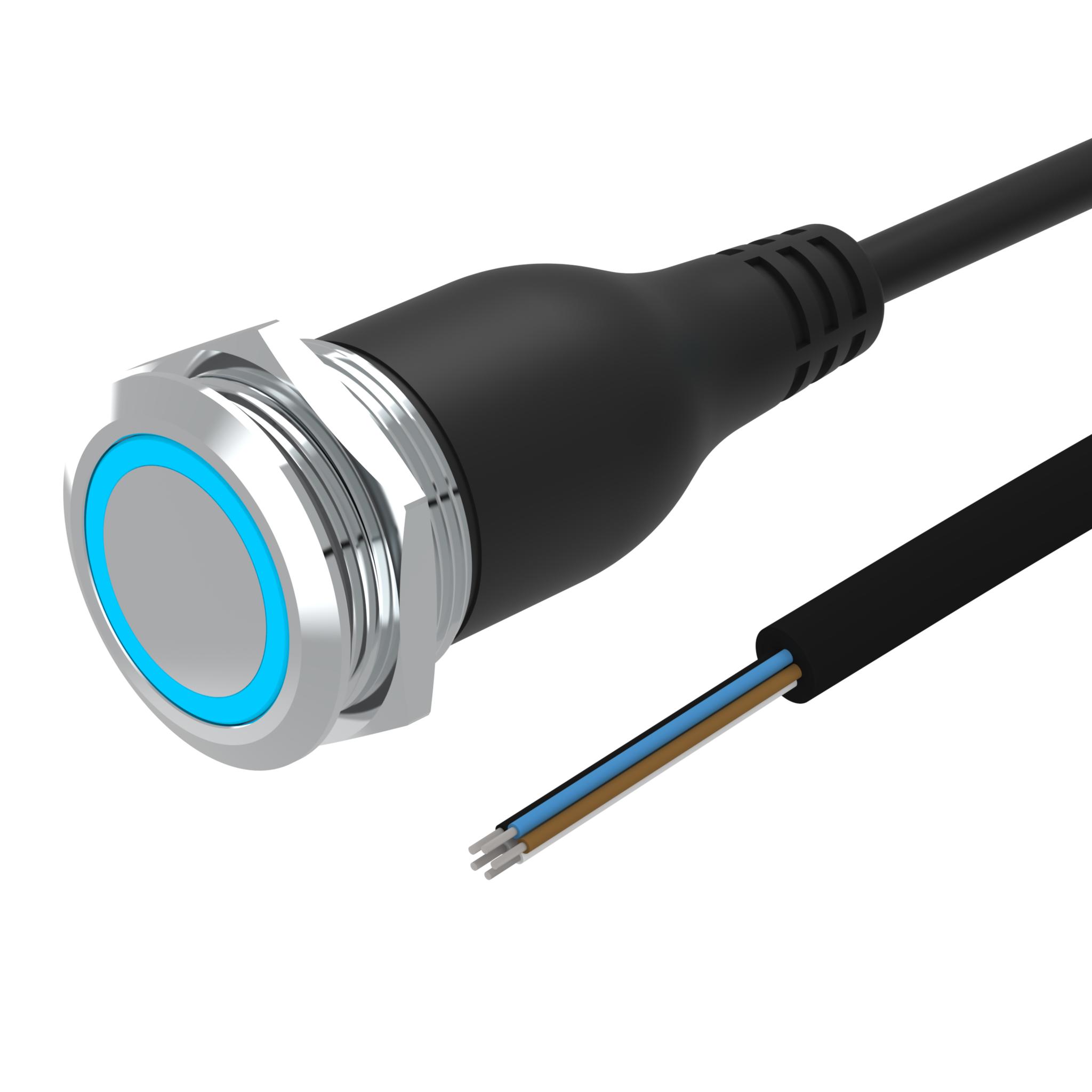 EAO 82 Series Illuminated Push Button Switch, Momentary, Panel Mount, 22mm Cutout, 1CO, Blue LED, 35V, IP65, IP67