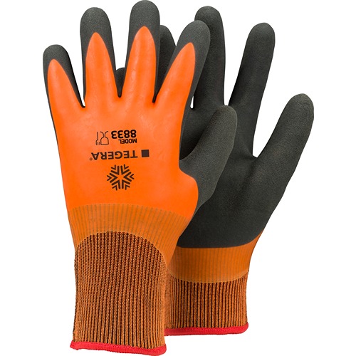Tegera TEGERA Grey, Orange Acrylic, Polyester (Liner) Glove, Size 10, Latex Coating