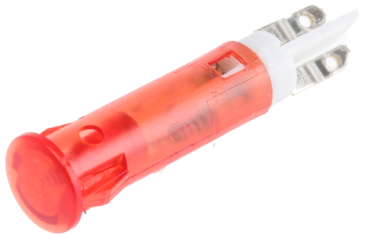 Signal Construct Red Panel Mount Indicator, 5 → 7V, 5mm Mounting Hole Size, Solder Tab Termination