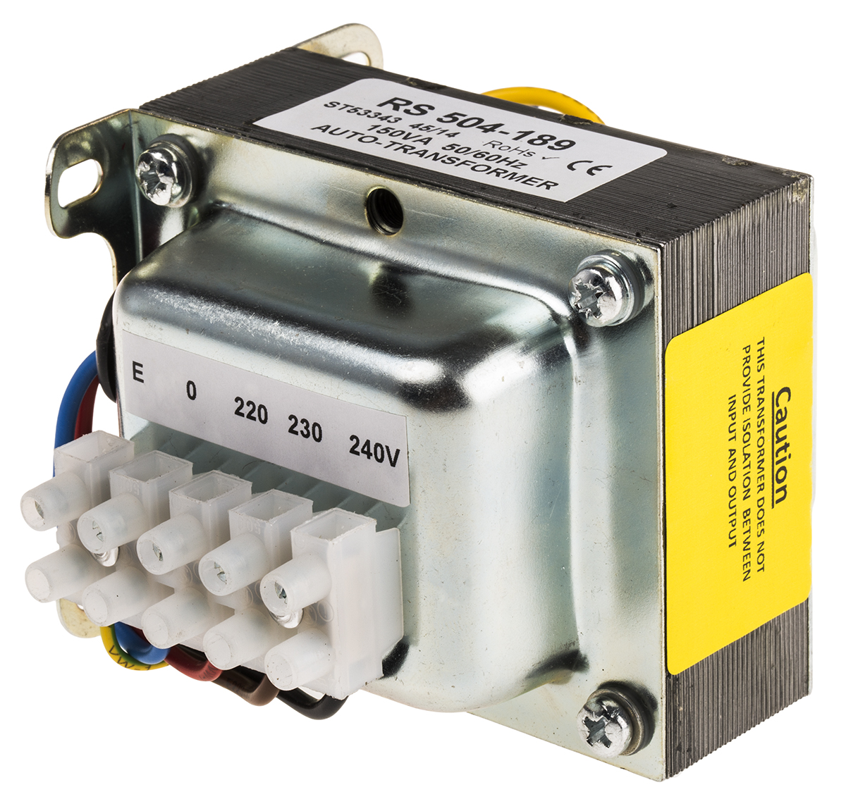 RS PRO 150VA Enclosed Autotransformer, 220 V ac, 230 V ac, 240 V ac Primary, 115V ac Secondary