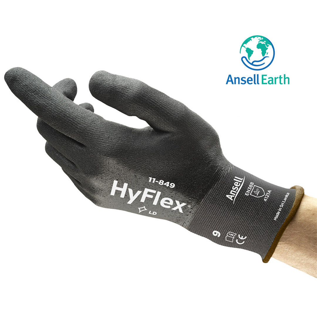 Ansell HyFlex 11-849 Black Foam Nitrile Insole, Nitrile Foam Coating