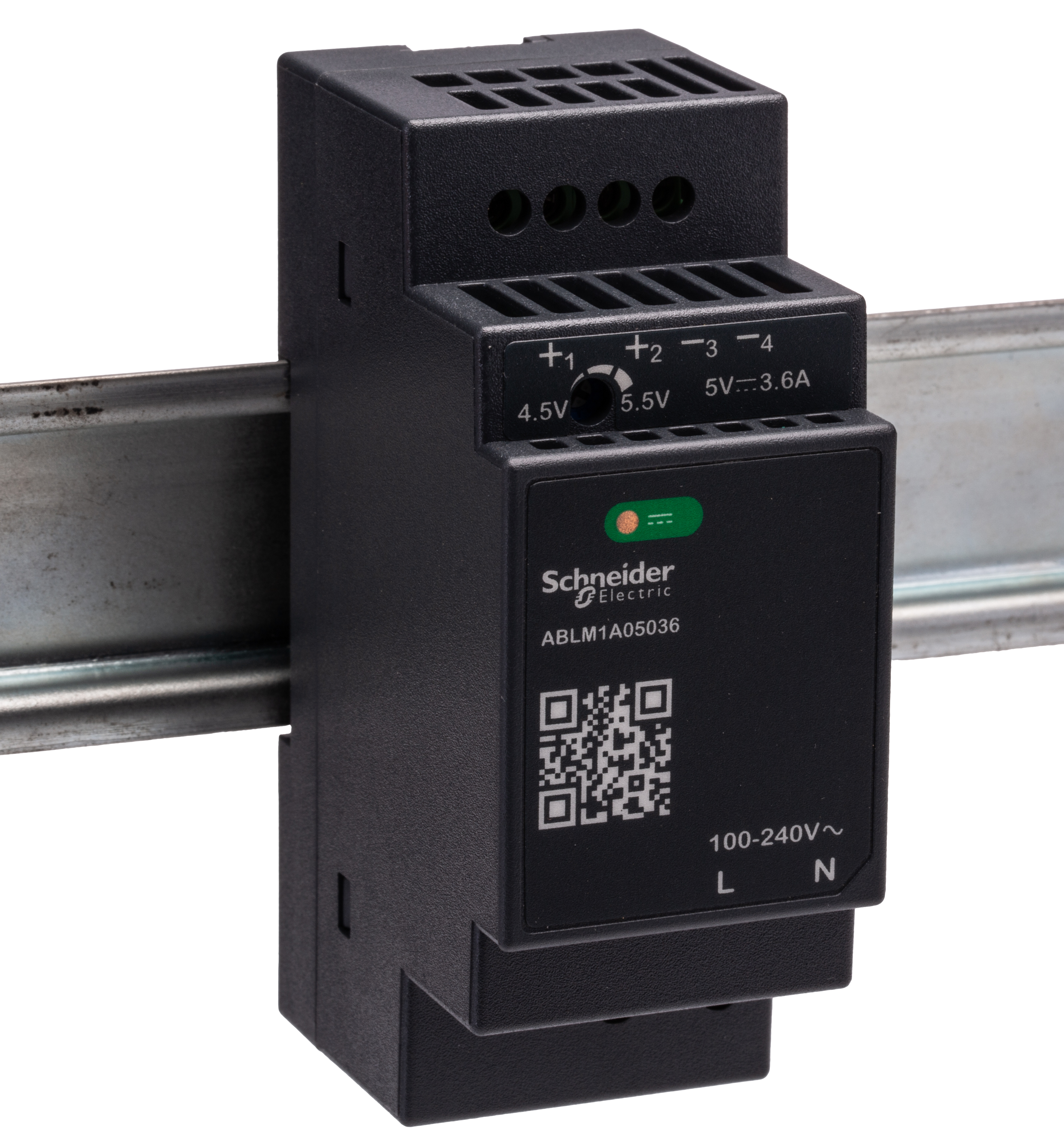 Schneider Electric ABLM1A Switched Mode DIN Rail Power Supply, 100 → 240V ac ac Input, 5V dc dc Output, 3.6A