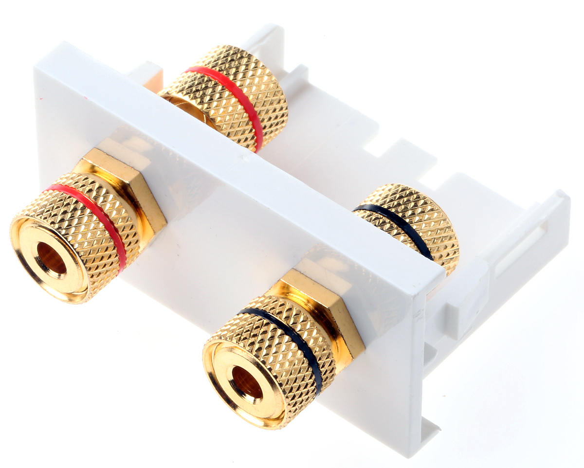 RS PRO Double Gang 4 Way Female Banana Socket Faceplate