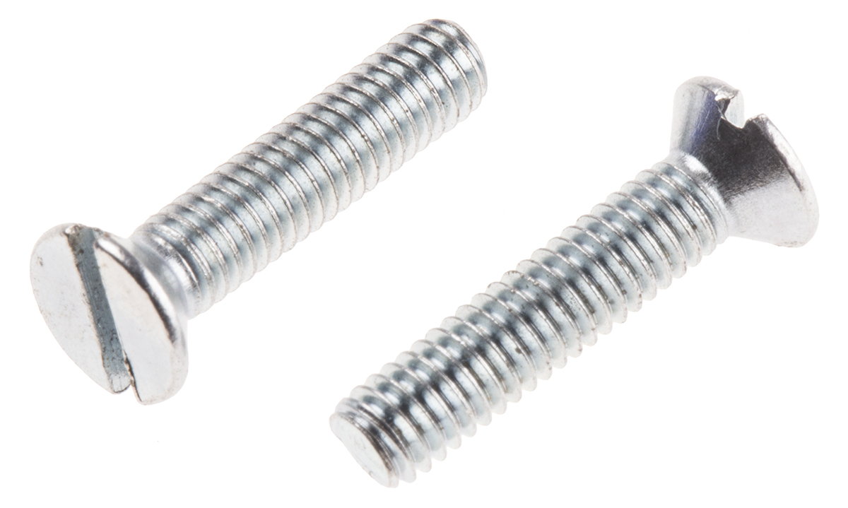 RS PRO Slot M3.5 Countersunk Steel Machine Screws DIN 963 x 16.0mm