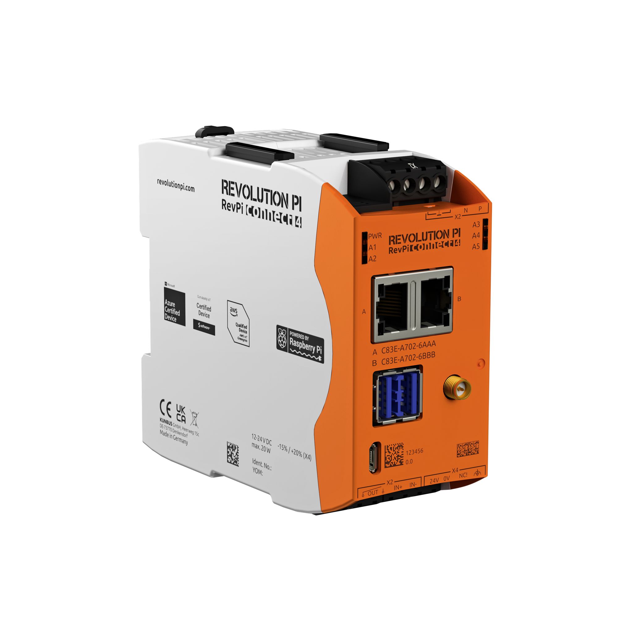 Revolution PI RevPi Connect 4, Industrial Computer, 20W, ARM Cortex 1.5 GHz, 32 GB, 4