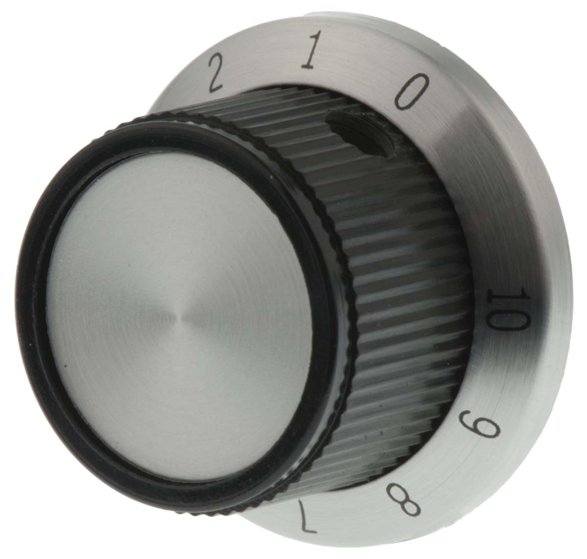 TE Connectivity 25.9mm Black Potentiometer Knob for 6.35mm Shaft Splined, PKD70B101/4