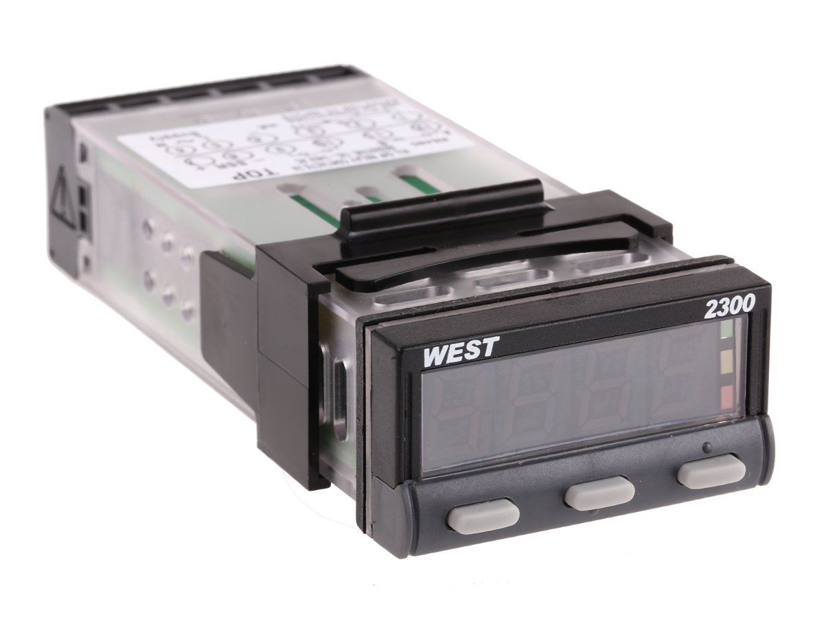 West Instruments N2300 PID Temperature Controller, 49 x 25mm, 2 Output Relay, 100 V ac, 240 V ac Supply Voltage ON/OFF