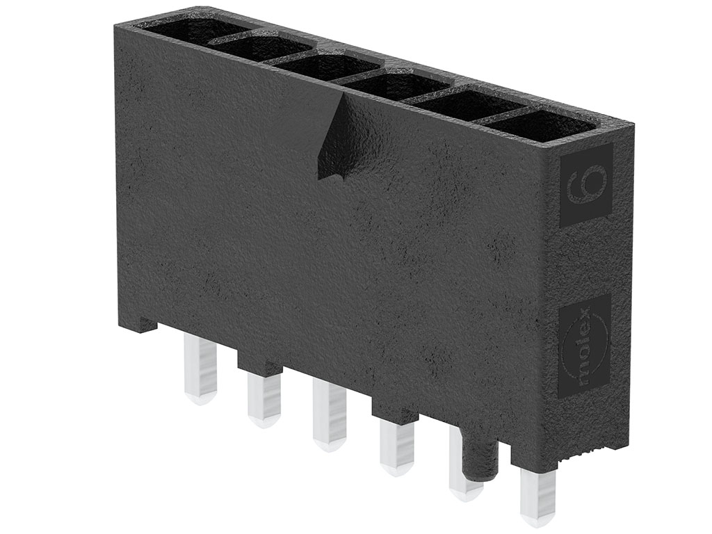 Molex 215915 Series Vertical Through Hole PCB Header, 6 Contact(s), 4.2 mm Pitch, 1 Row, Shrouded