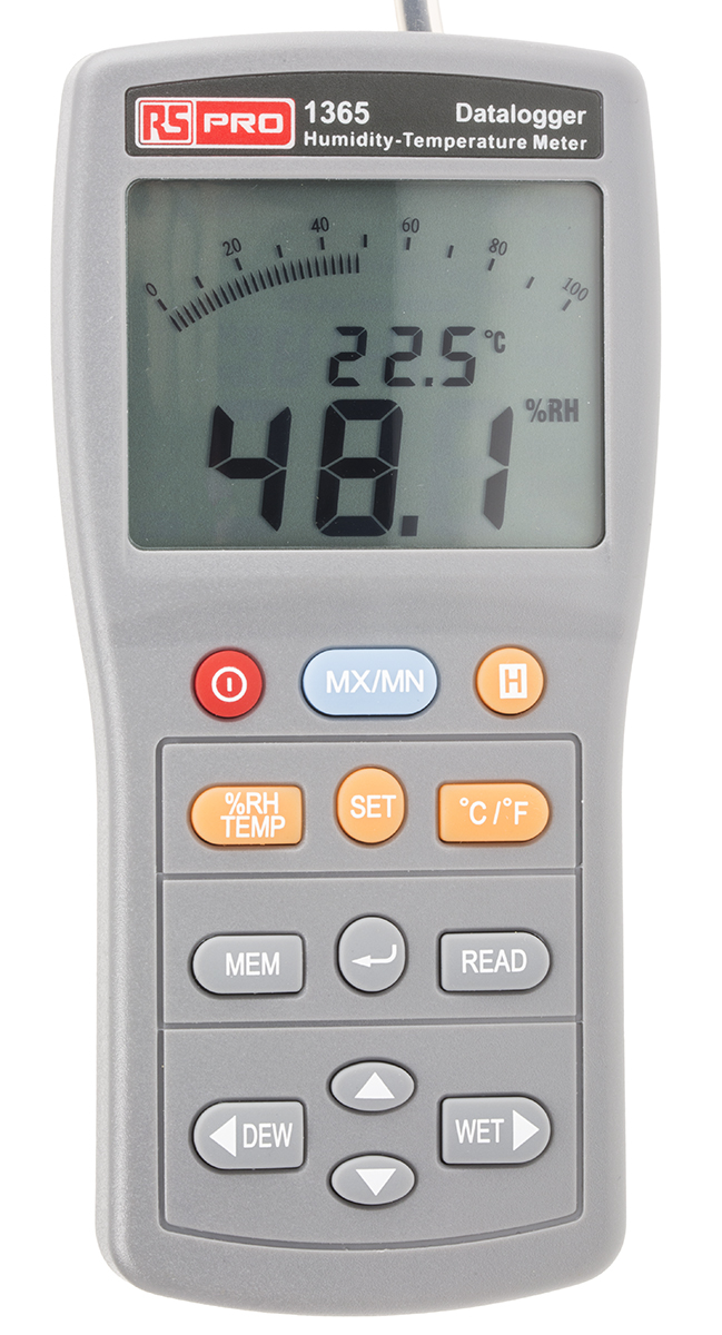 RS PRO 1365 Temperature & Humidity Data Logger, USB, 2 Input Channel(s) - UKAS Calibration