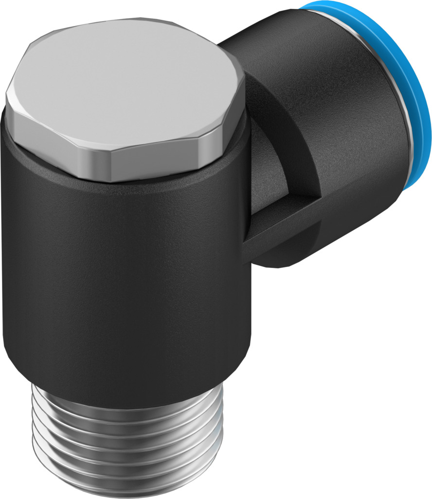 Festo QS Series Elbow Threaded Adaptor, R 1/2 Male to Push In 16 mm, Threaded-to-Tube Connection Style, 153096