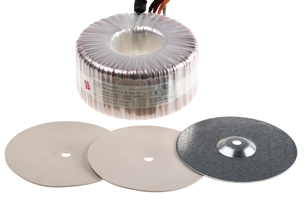 Block 115 V ac, 230 V ac, 2 x 12V ac Toroidal Transformer, 300VA 2 Output