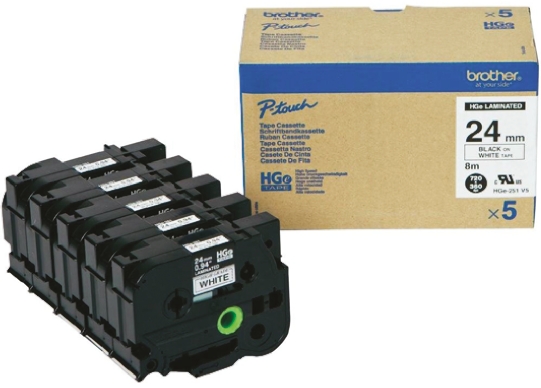 Brother Black on White Label Printer Tape, 8 m Length, 24 mm Width