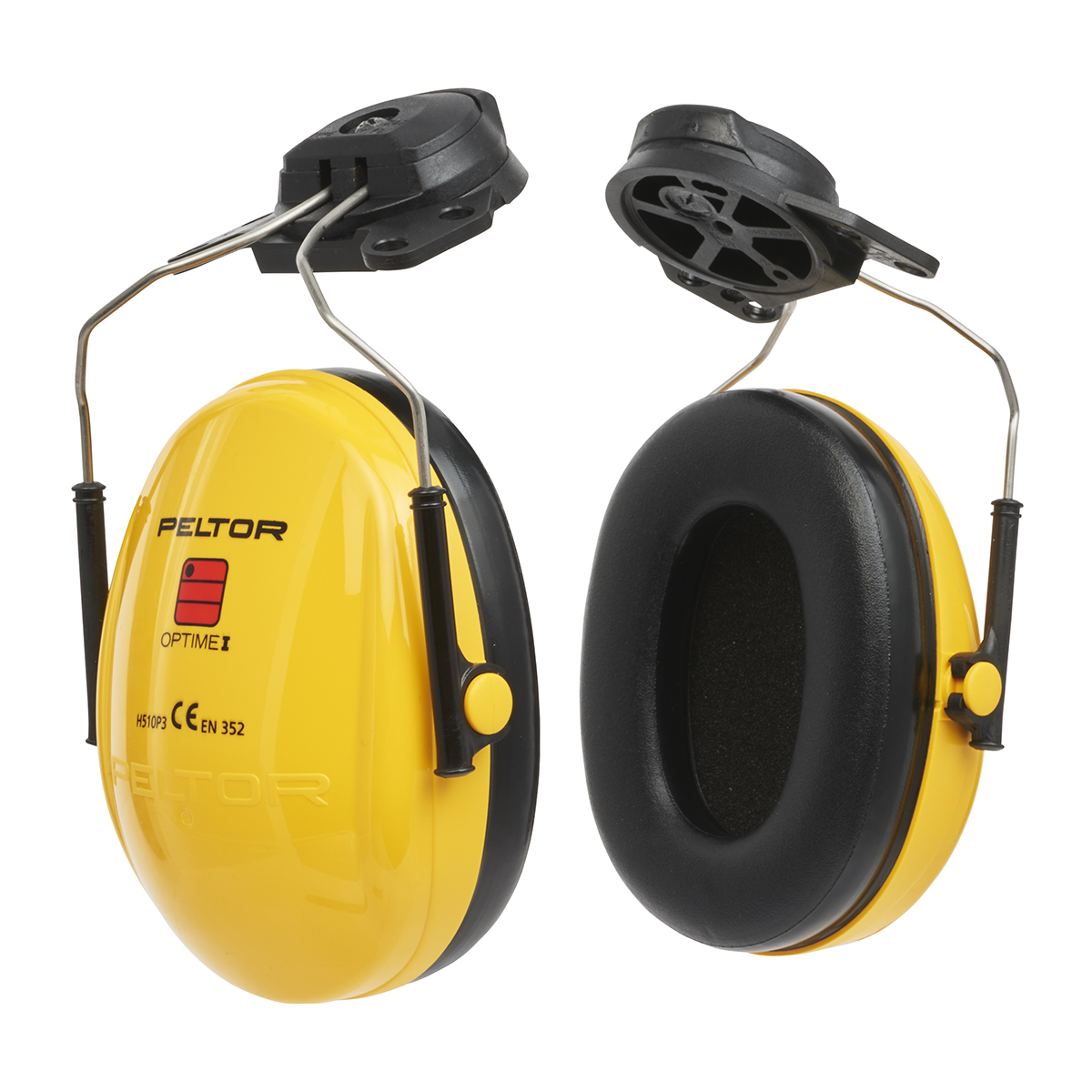 3M PELTOR Optime I Ear Shells with Helmet Attachment, 26dB, Black, Yellow