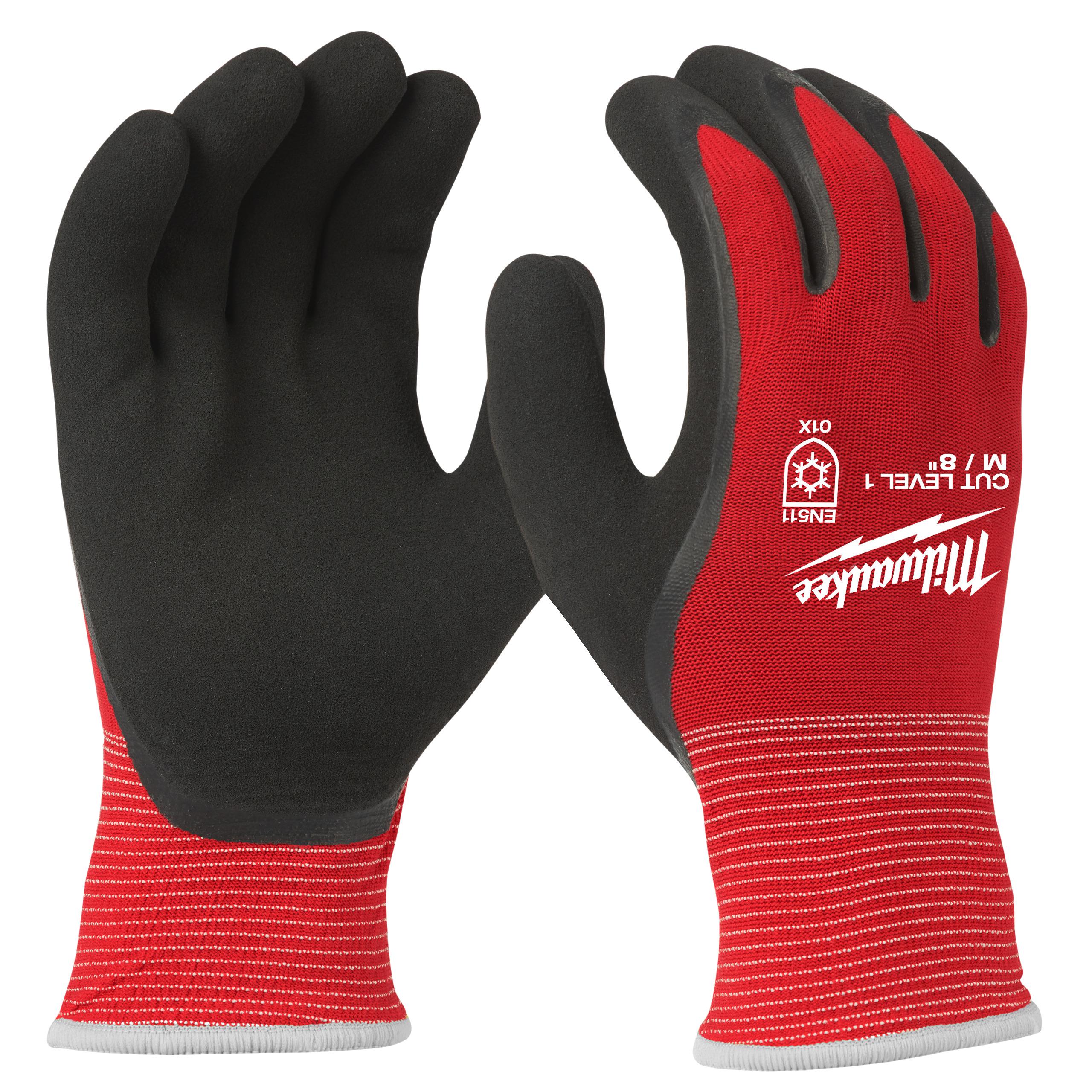Milwaukee Winter Red Acrylic Work Gloves, Size 7, Latex Coating