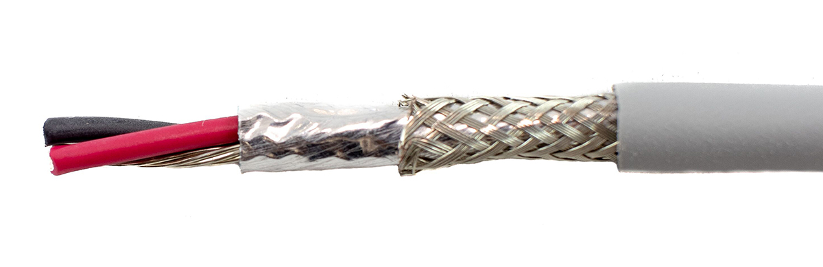 Alpha Wire Ecogen Ecocable Mini Control Cable, 2 Cores, 0.61 mm² 20 AWG, Screened, 30 m, Grey Modified Polyphenylene