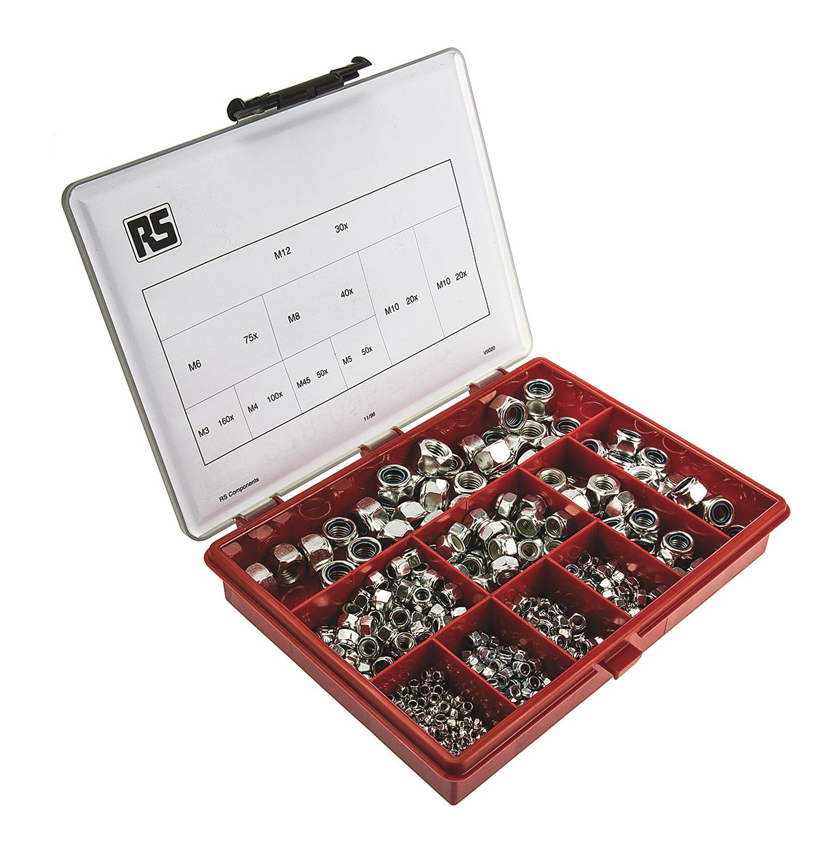 RS PRO Steel Self Locking Nuts Box, 495 Pieces