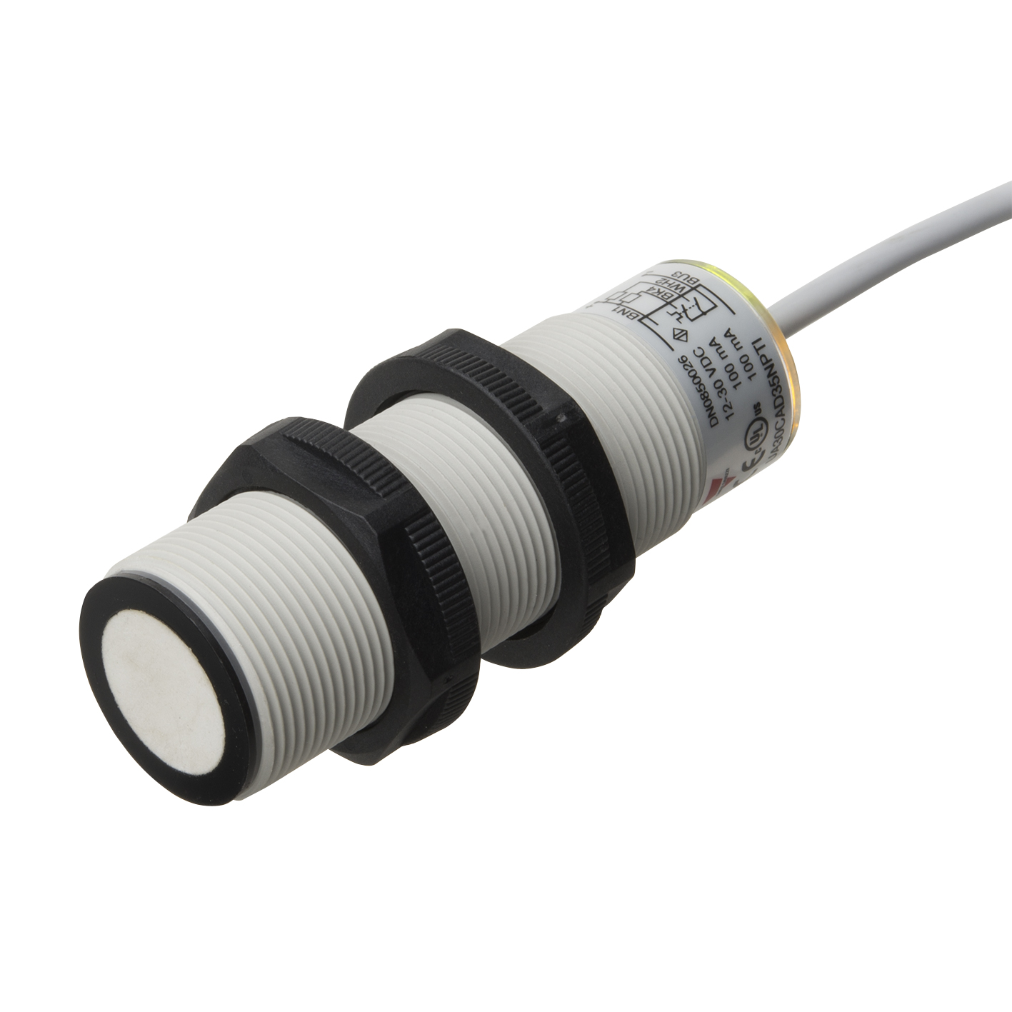Carlo Gavazzi Ultrasonic Threaded Barrel Proximity Sensor, M18, 3.5 m Detection, PNP NO/NC, 12 → 30 V dc
