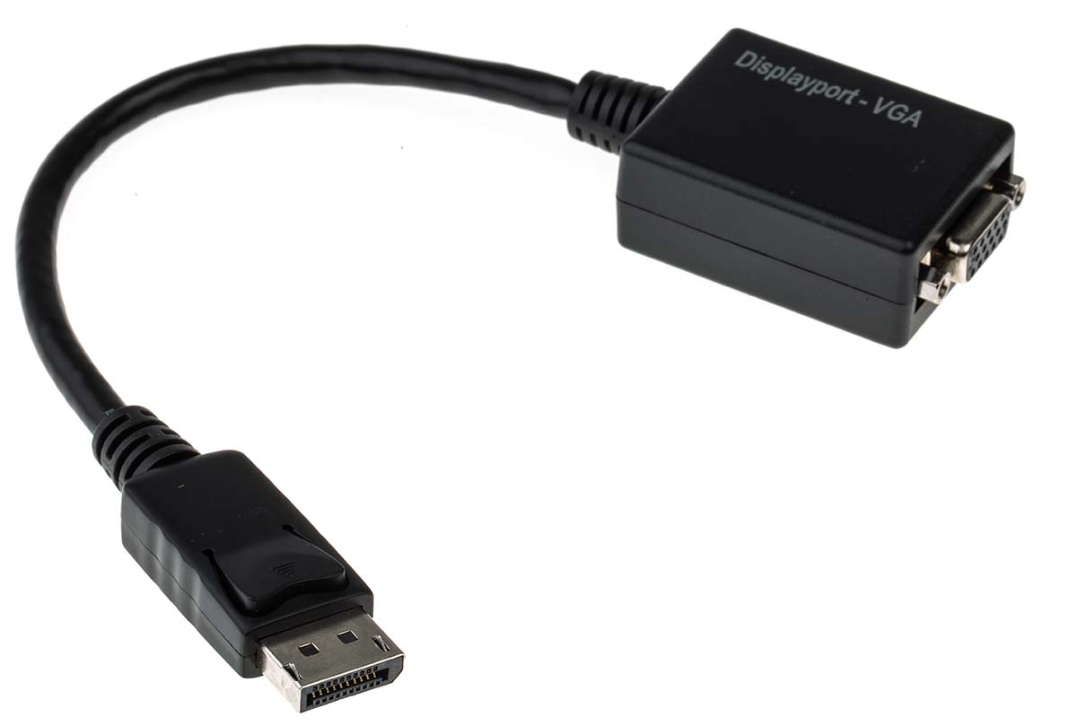 RS PRO Male DisplayPort to Female VGA, PVC  Cable, 1080p, 150mm