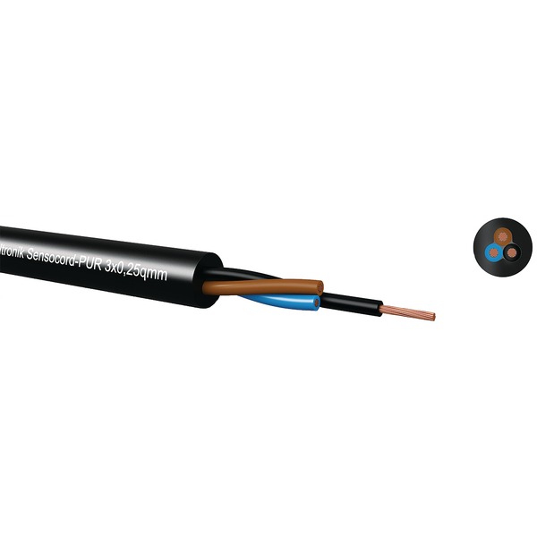 PUR Sensor Cable 3x0,34mm BLK 100m