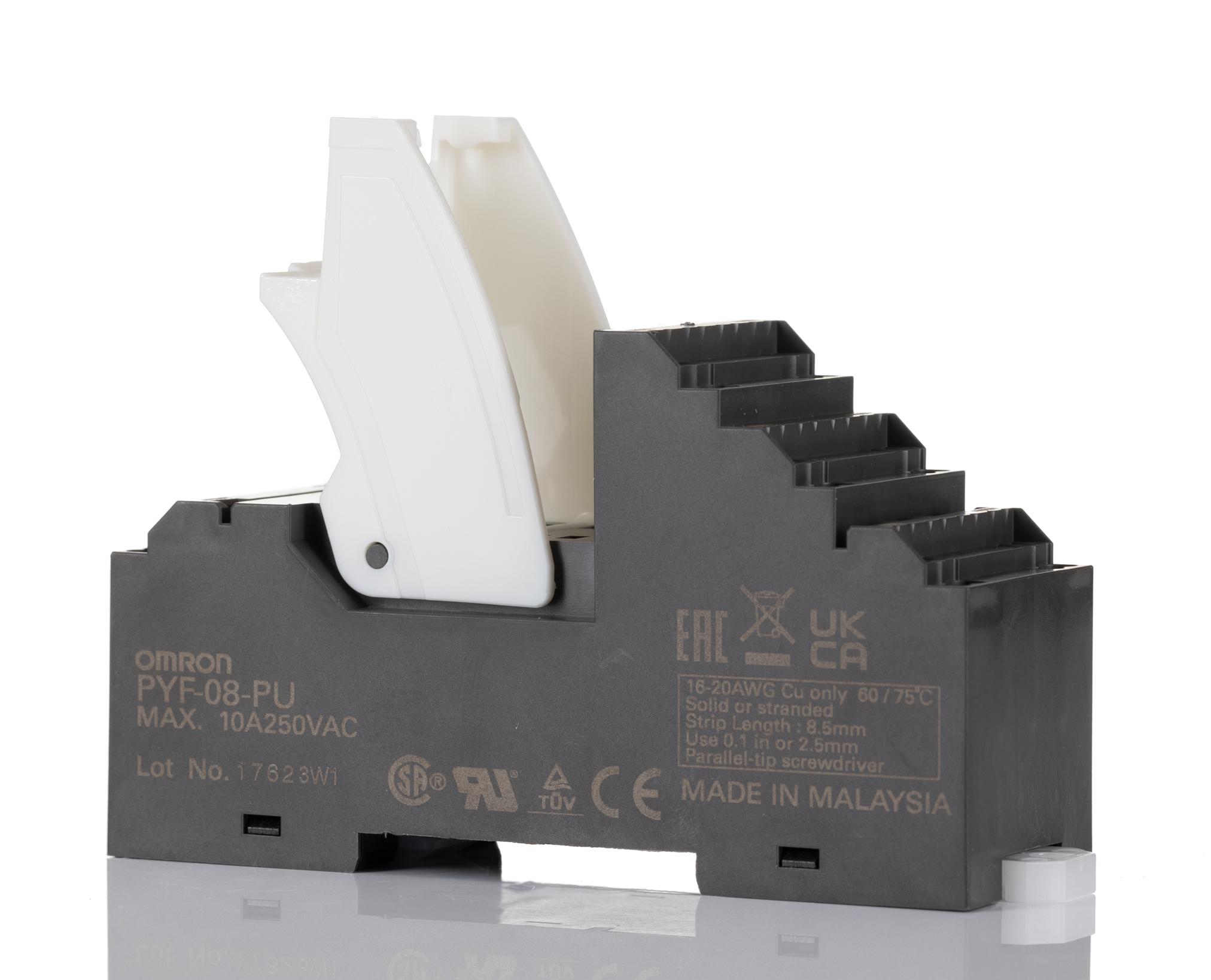 Omron MY2 8 Pin 250V ac DIN Rail Relay Socket, for use with MY Series General Purpose Relay
