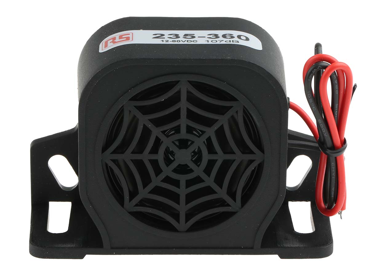 RS PRO Universal Electronic Sounder, 12 → 80 V dc, 107dB at 1 m, DC, Single-Tone