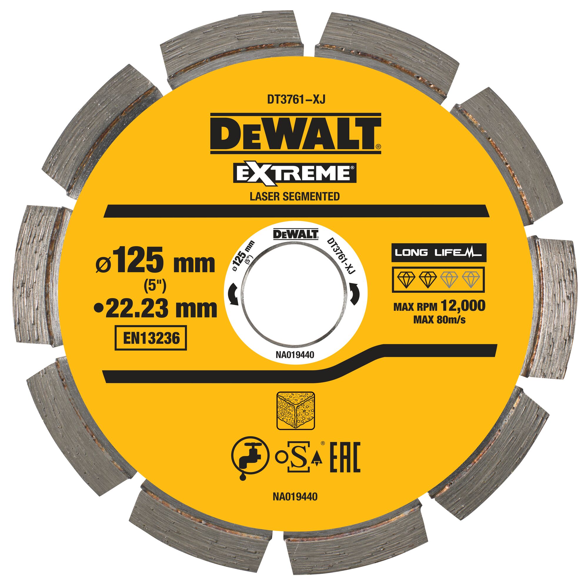 DeWALT DT37 Diamond Cutting Disc, 125mm, 1 in pack