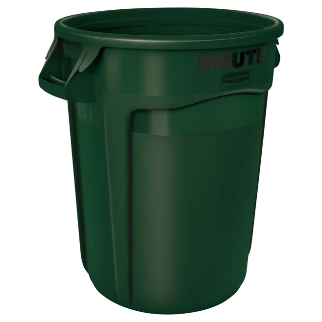 Rubbermaid Commercial Products Vented Brute 32gal Green Resin Waste Bin