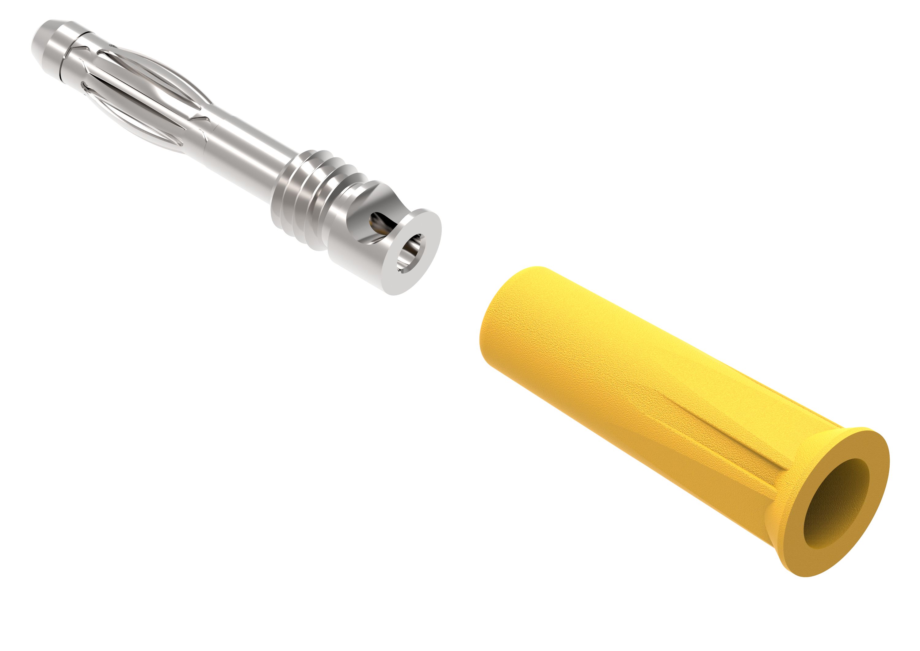 Electro PJP Yellow Male Banana Plug, 4 mm Connector, Screw Termination, 36A, 30/60V ac/dc, Nickel Plating