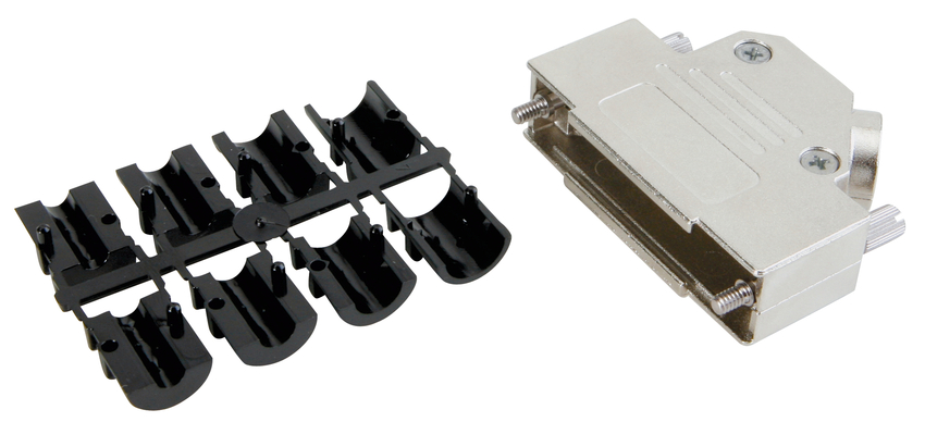 CONEC 165X Series Zinc Alloy Side Entry D Sub Backshell, 15 Way, Strain Relief