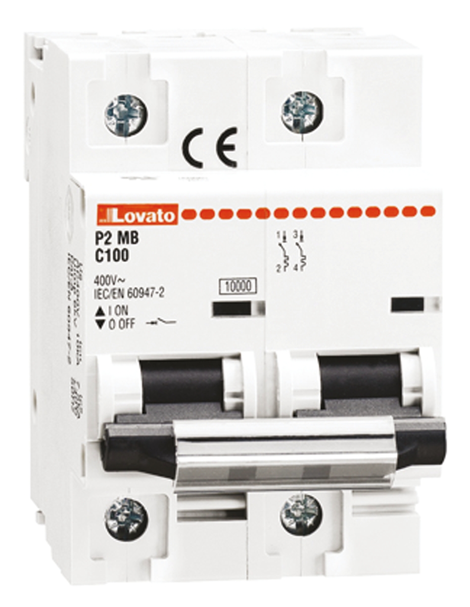 Lovato ModuLo P2MB MCB, 2P, 125A Curve C, 230V AC, 60V DC, 10 kA Breaking Capacity