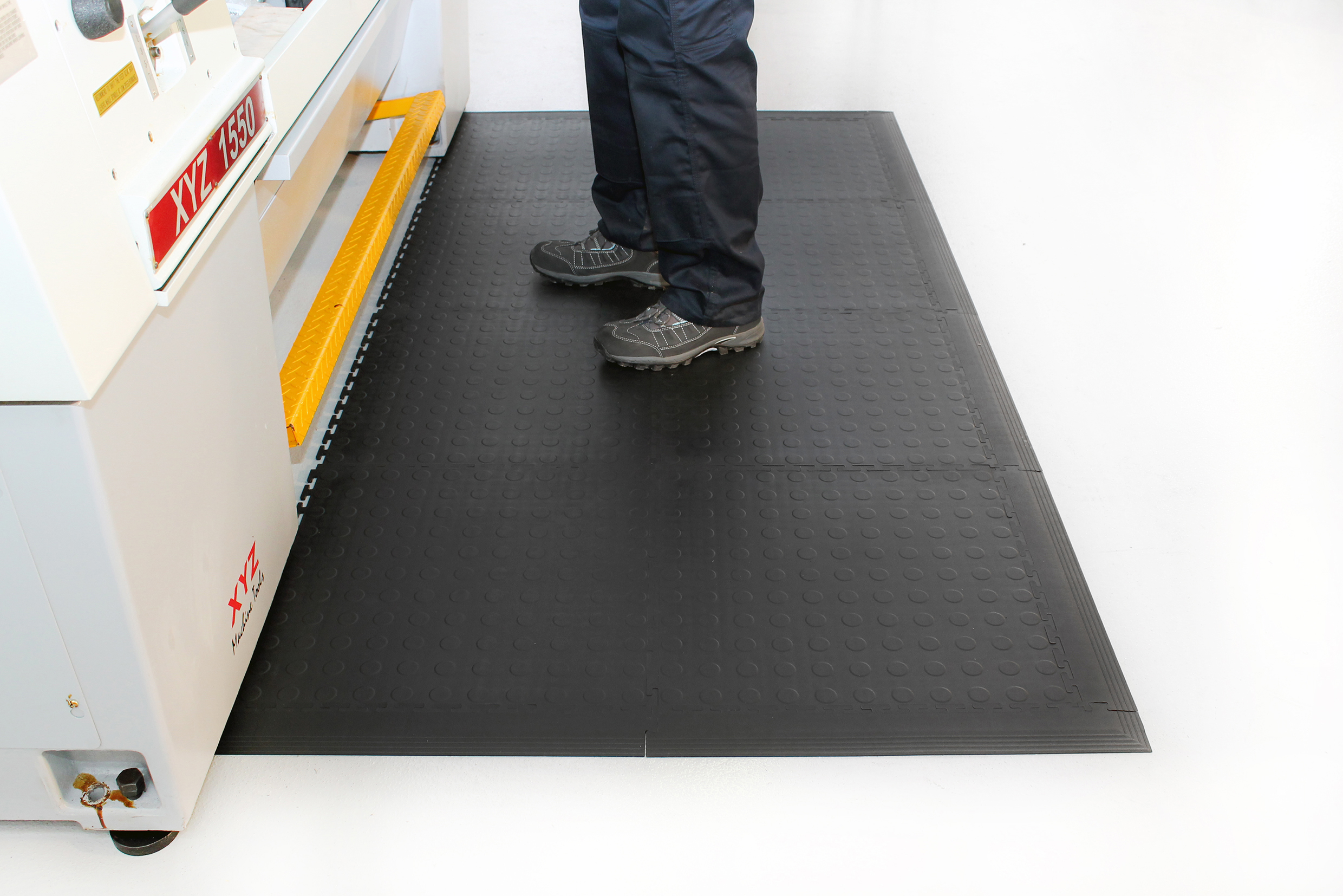 Coba Europe Black Industrial Floor Tile Recycled PVC Workfloor, Studded Finish 500mm x 500mm x 5mm