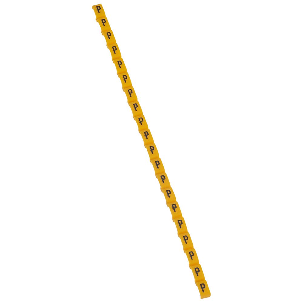 Legrand Clip On Cable Marker, Black on Yellow, Pre-printed "P", for Cable, 0 384 25