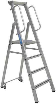 Zarges Aluminium 4 steps Step Ladder, 1.04m platform height, 2.150m open length
