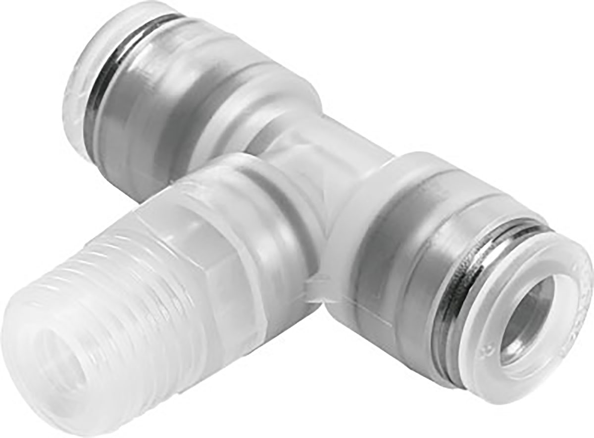 Festo NPQP Series Tee Threaded Adaptor, Push In 6 mm to Push In 6 mm, Threaded-to-Tube Connection Style, 133073